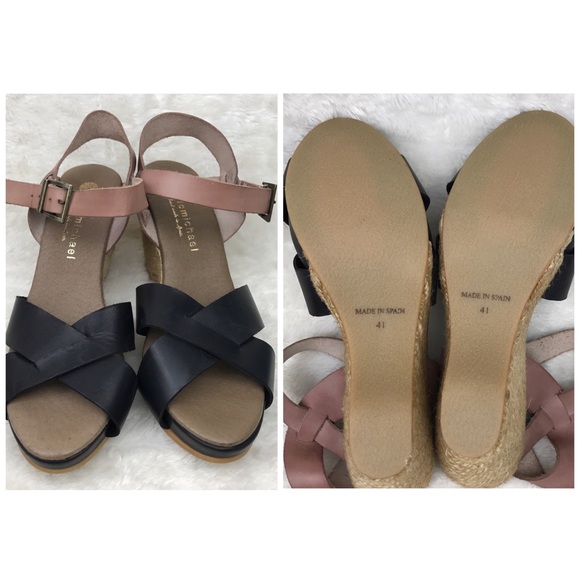 Eric Michael Black Rose Quinny Mid Wedge Sandal 41 - Picture 2 of 8